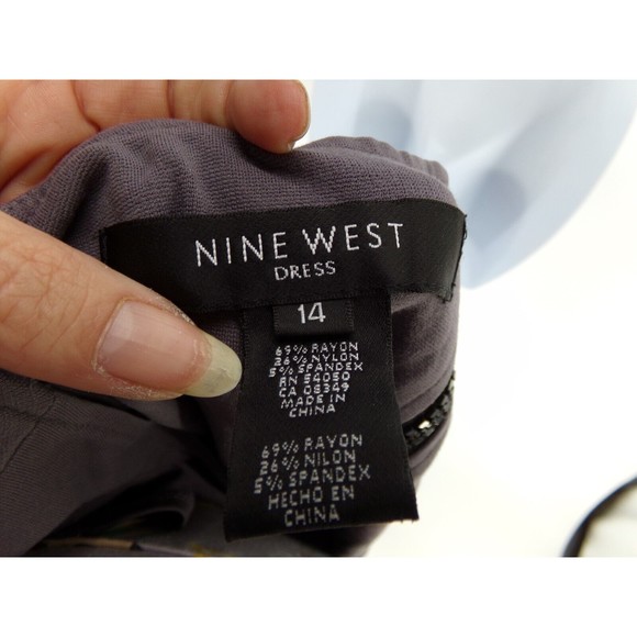 NINE WEST Purple Dress Size 14 Cap Sleeve front Pockets back zipper - Picture 7 of 9